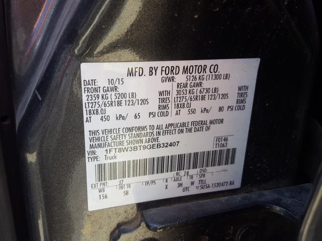 Photo 9 VIN: 1FT8W3BT9GEB32407 - FORD F350 SUPER 