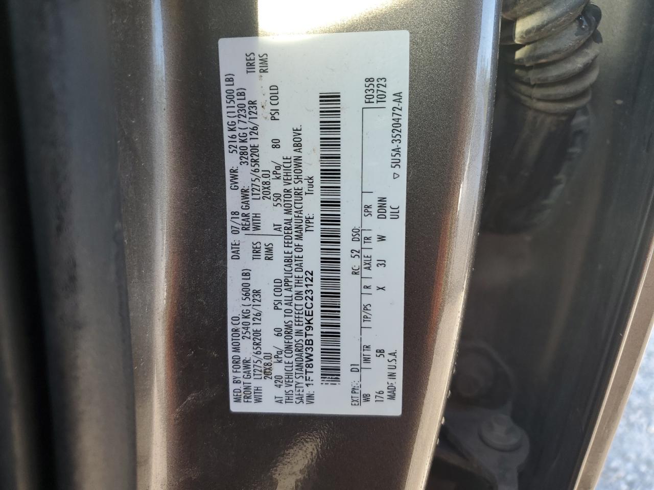 Photo 11 VIN: 1FT8W3BT9KEC23122 - FORD F350 SUPER 