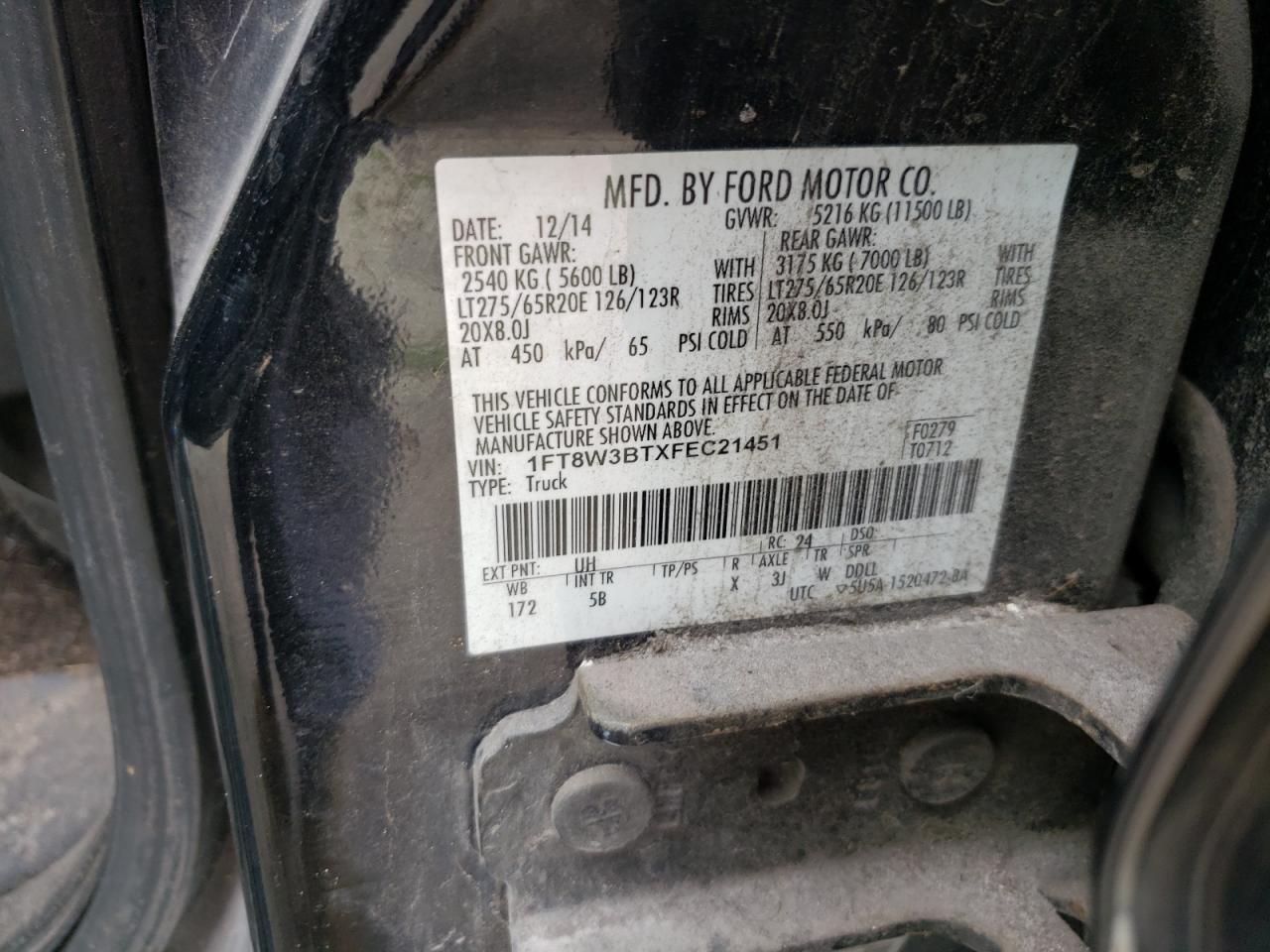 Photo 11 VIN: 1FT8W3BTXFEC21451 - FORD F350 