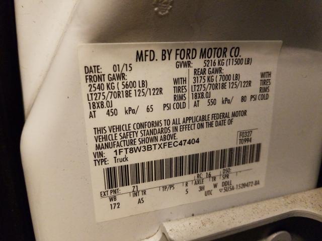 Photo 9 VIN: 1FT8W3BTXFEC47404 - FORD F350 SUPER 