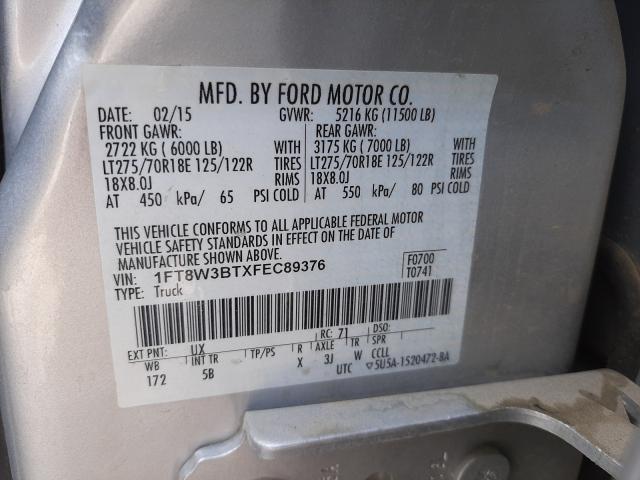 Photo 9 VIN: 1FT8W3BTXFEC89376 - FORD F350 SUPER 