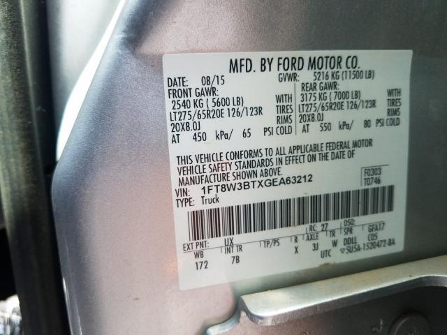 Photo 9 VIN: 1FT8W3BTXGEA63212 - FORD F350 SUPER 