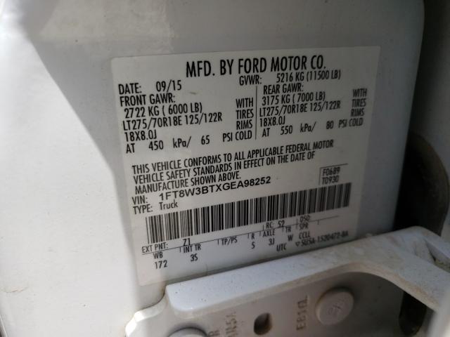 Photo 9 VIN: 1FT8W3BTXGEA98252 - FORD F350 SUPER 