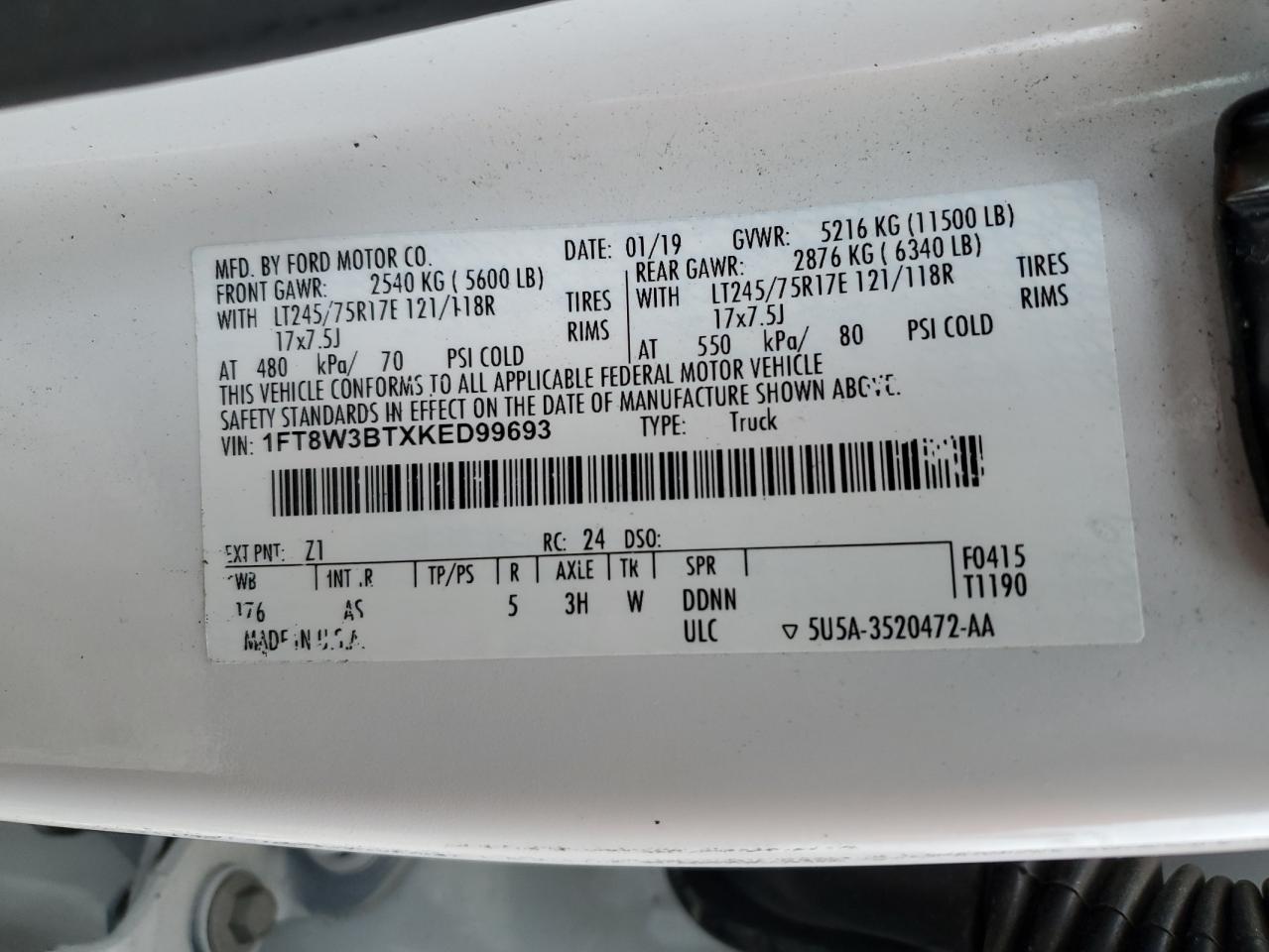 Photo 11 VIN: 1FT8W3BTXKED99693 - FORD F350 