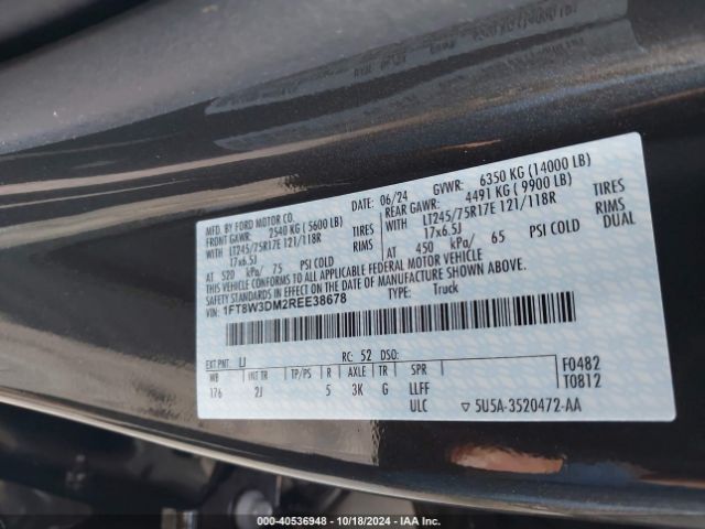 Photo 8 VIN: 1FT8W3DM2REE38678 - FORD F-350 