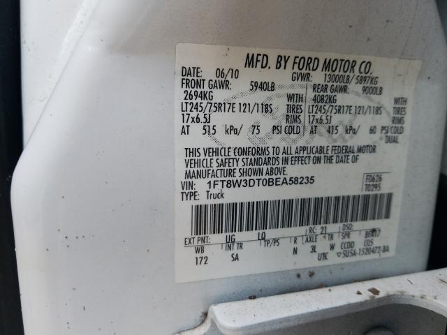 Photo 9 VIN: 1FT8W3DT0BEA58235 - FORD F350 SUPER 