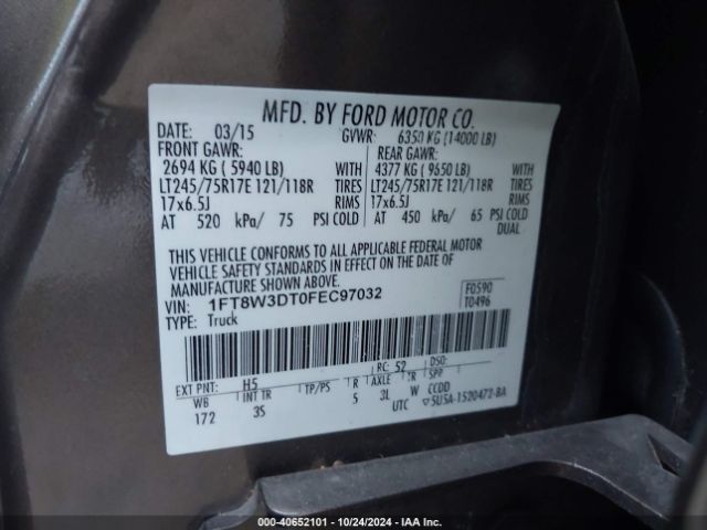 Photo 8 VIN: 1FT8W3DT0FEC97032 - FORD F-350 