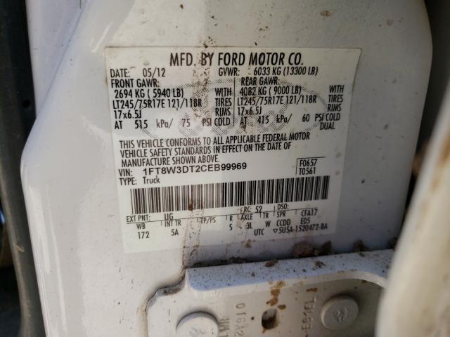 Photo 9 VIN: 1FT8W3DT2CEB99969 - FORD F350 SUPER 