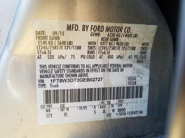 Photo 9 VIN: 1FT8W3DT2GEB02727 - FORD F350 SUPER 