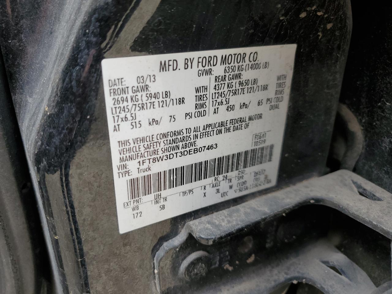 Photo 11 VIN: 1FT8W3DT3DEB07463 - FORD F350 