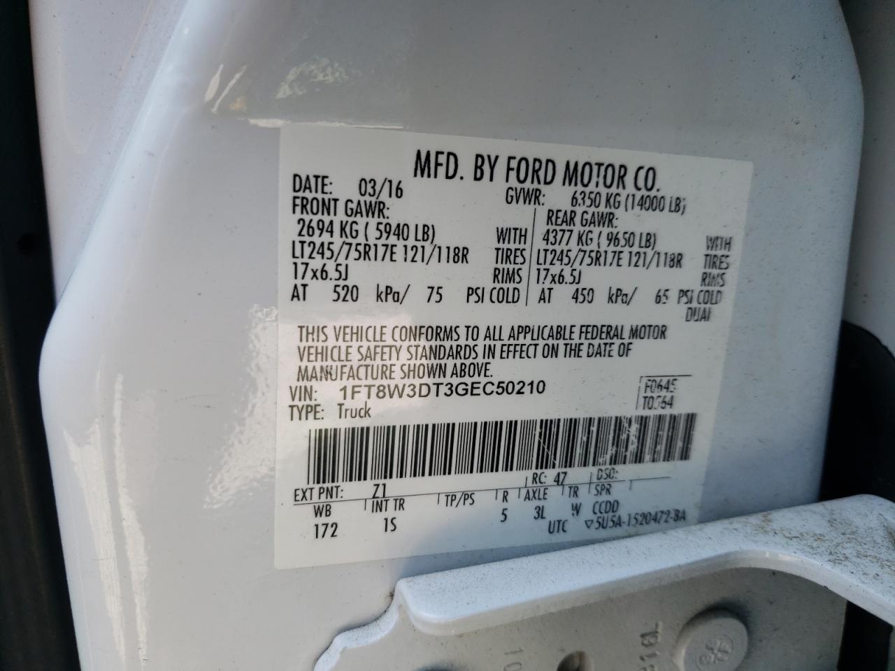 Photo 13 VIN: 1FT8W3DT3GEC50210 - FORD F350 