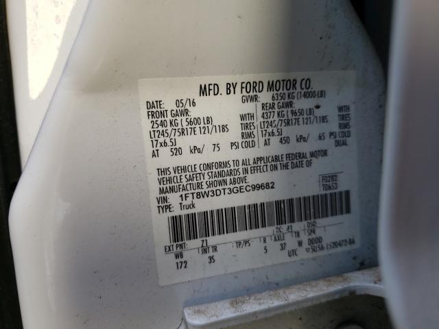 Photo 9 VIN: 1FT8W3DT3GEC99682 - FORD F350 SUPER 