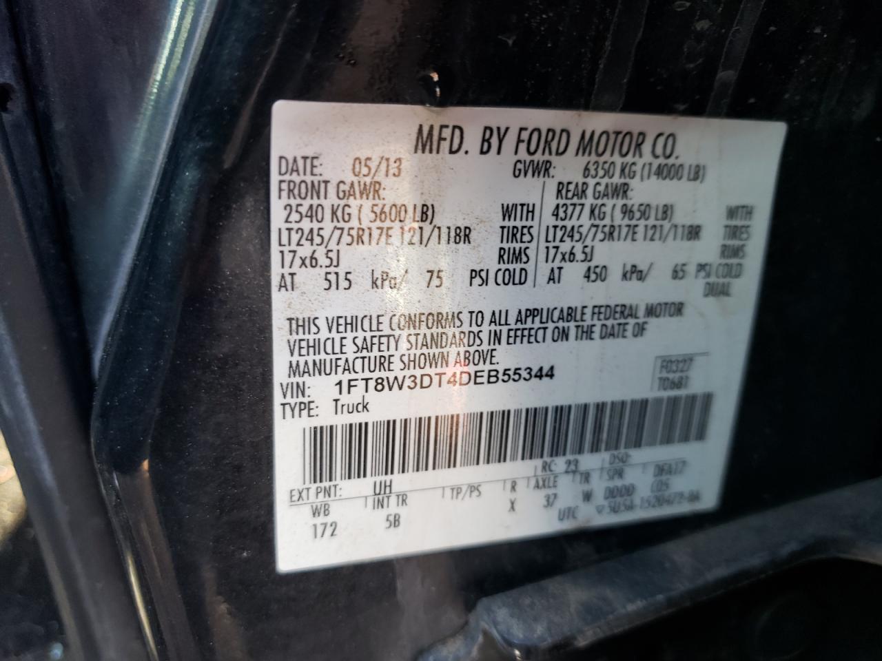 Photo 12 VIN: 1FT8W3DT4DEB55344 - FORD F350 