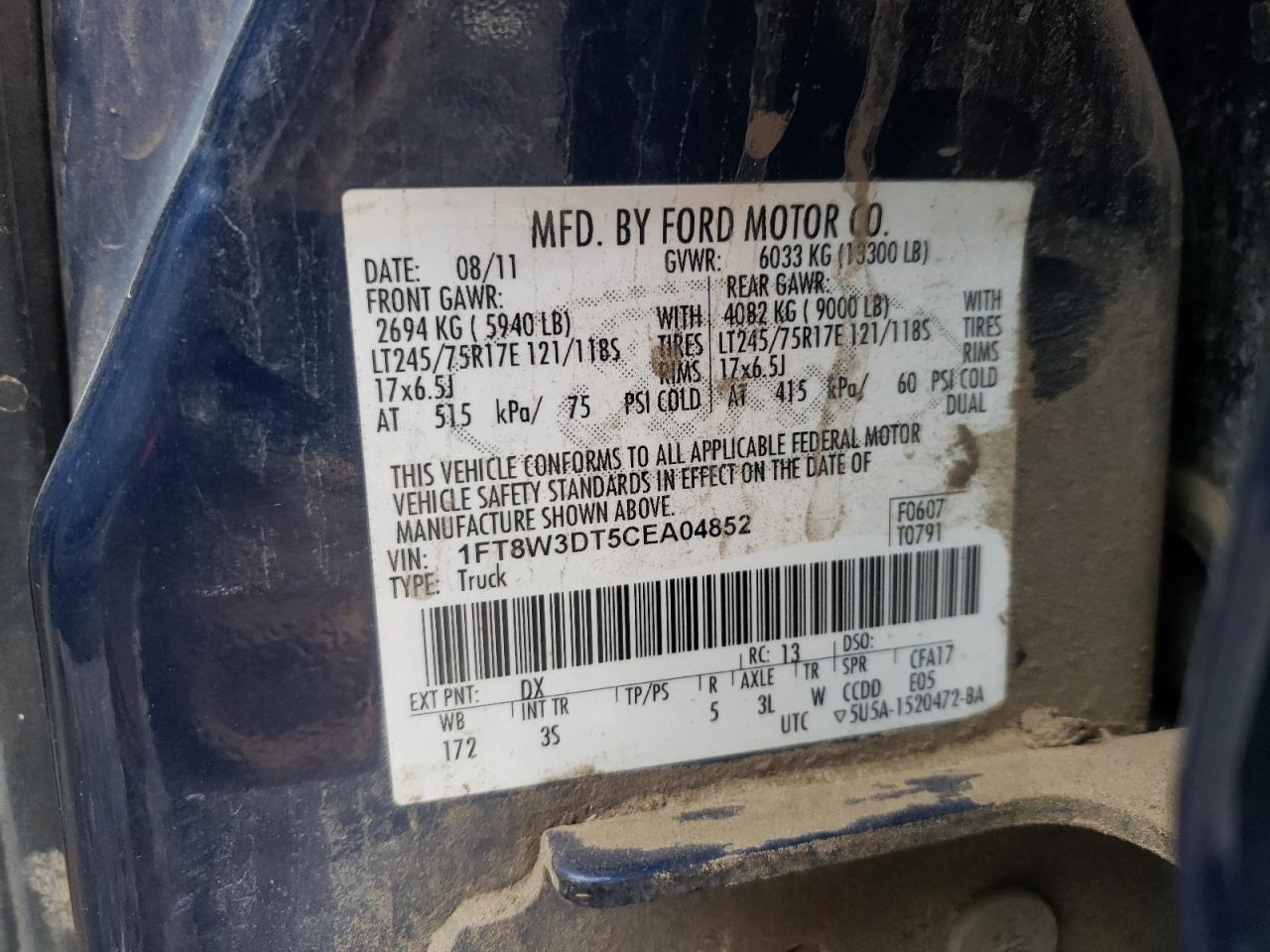 Photo 11 VIN: 1FT8W3DT5CEA04852 - FORD F350 