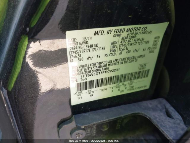 Photo 8 VIN: 1FT8W3DT5FEC22231 - FORD F-350 