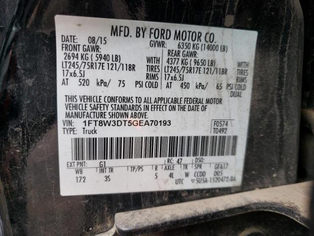 Photo 9 VIN: 1FT8W3DT5GEA70193 - FORD F350 SUPER 