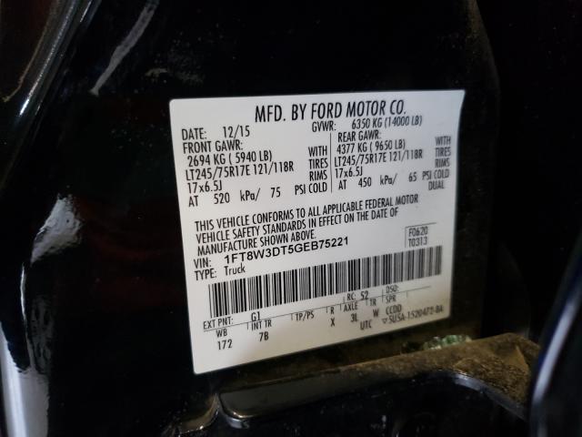 Photo 9 VIN: 1FT8W3DT5GEB75221 - FORD F350 SUPER 