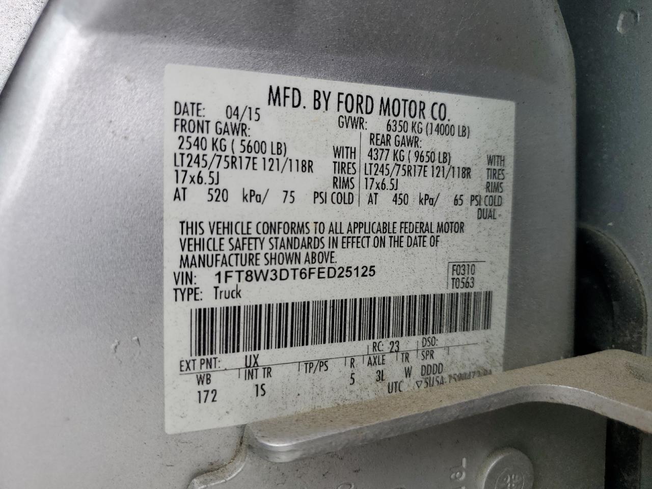 Photo 12 VIN: 1FT8W3DT6FED25125 - FORD F350 