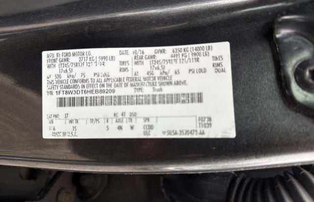 Photo 9 VIN: 1FT8W3DT6HEB89209 - FORD F350 SUPER 