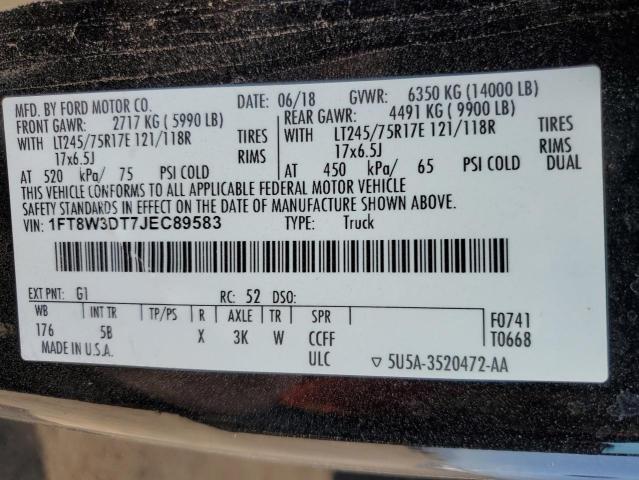 Photo 11 VIN: 1FT8W3DT7JEC89583 - FORD F350 SUPER 