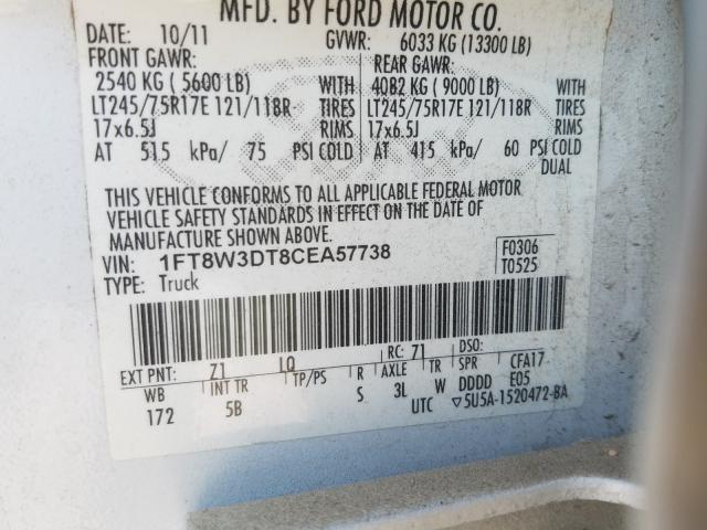 Photo 9 VIN: 1FT8W3DT8CEA57738 - FORD F350 SUPER 