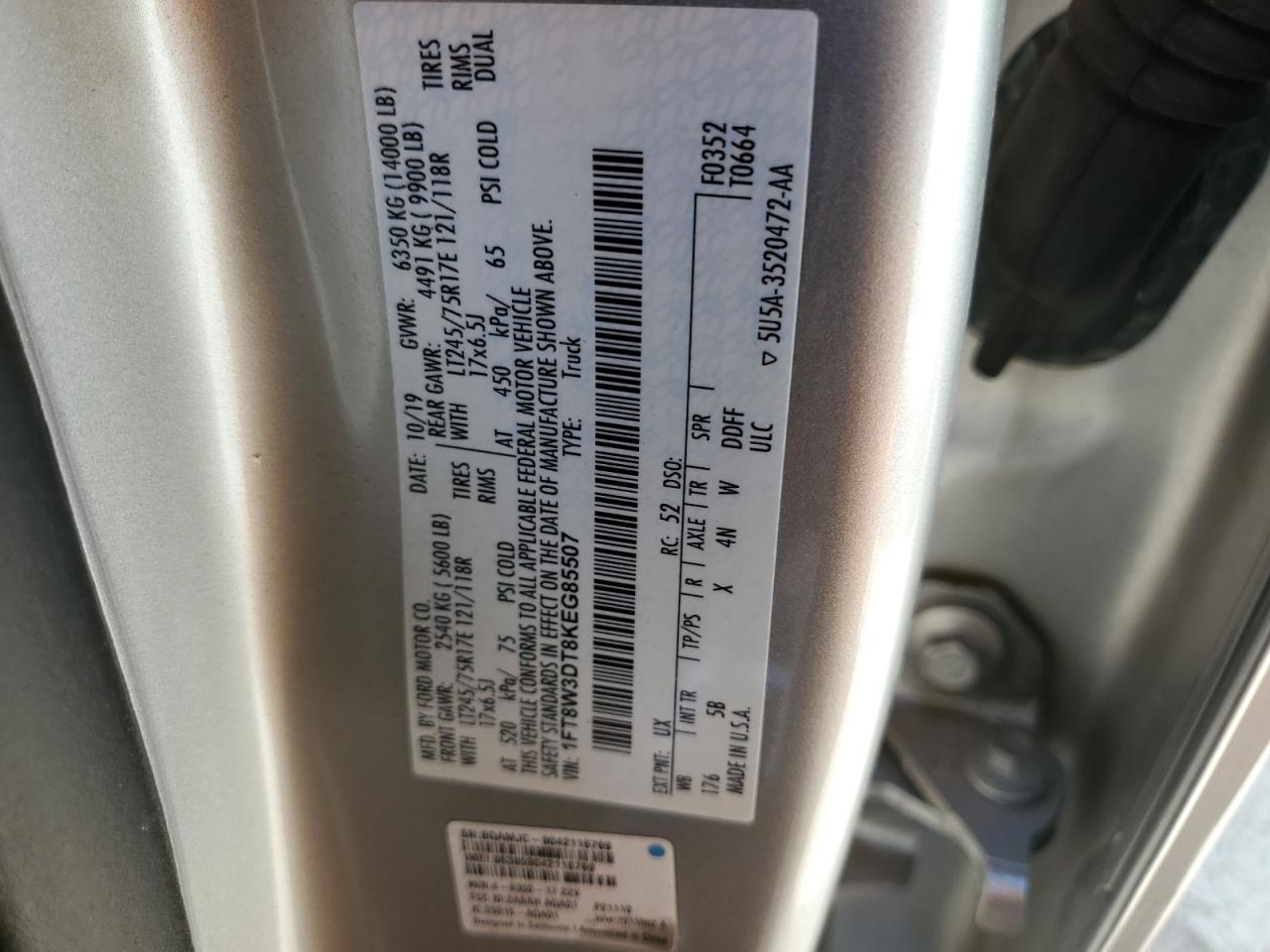 Photo 11 VIN: 1FT8W3DT8KEG85507 - FORD F350 