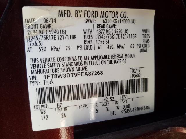 Photo 9 VIN: 1FT8W3DT9FEA87268 - FORD F350 SUPER 