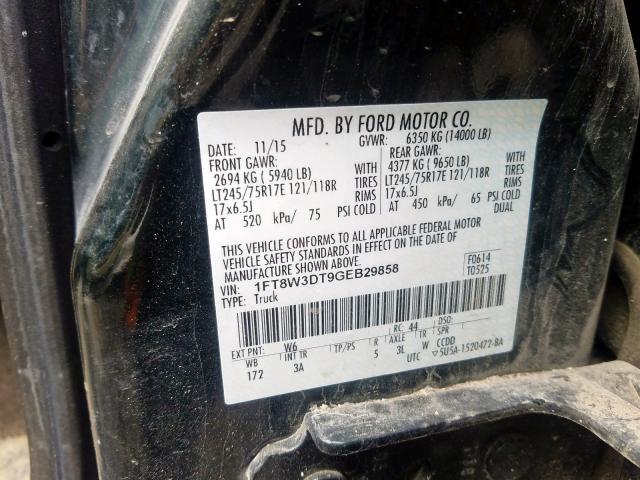 Photo 9 VIN: 1FT8W3DT9GEB29858 - FORD F350 SUPER 