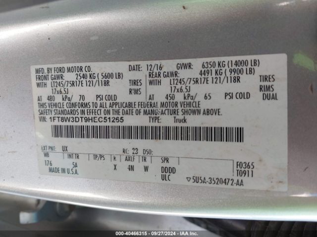 Photo 8 VIN: 1FT8W3DT9HEC51265 - FORD F-350 