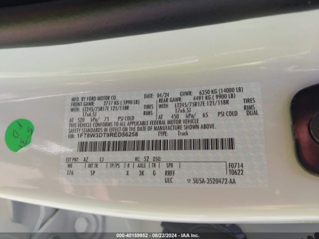 Photo 8 VIN: 1FT8W3DT9RED56258 - FORD F-350 