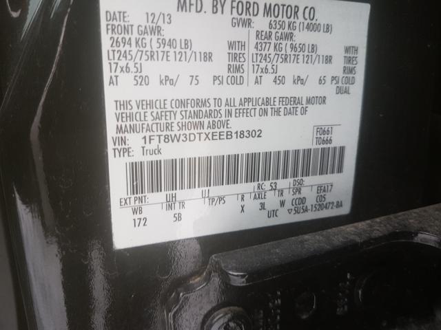 Photo 9 VIN: 1FT8W3DTXEEB18302 - FORD F350 SUPER 