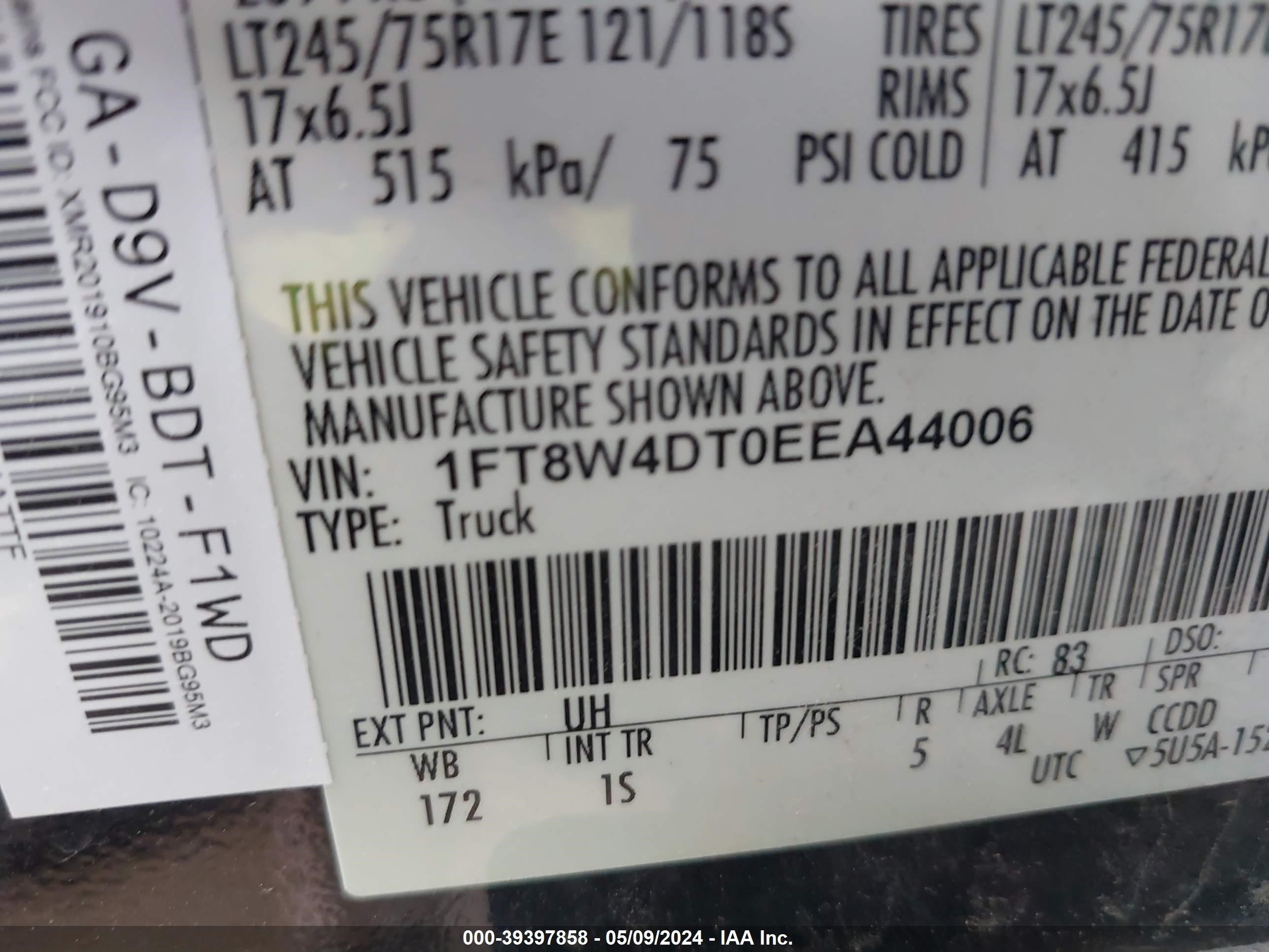 Photo 7 VIN: 1FT8W4DT0EEA44006 - FORD F450 