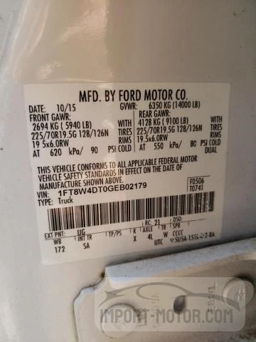 Photo 12 VIN: 1FT8W4DT0GEB02179 - FORD F450 