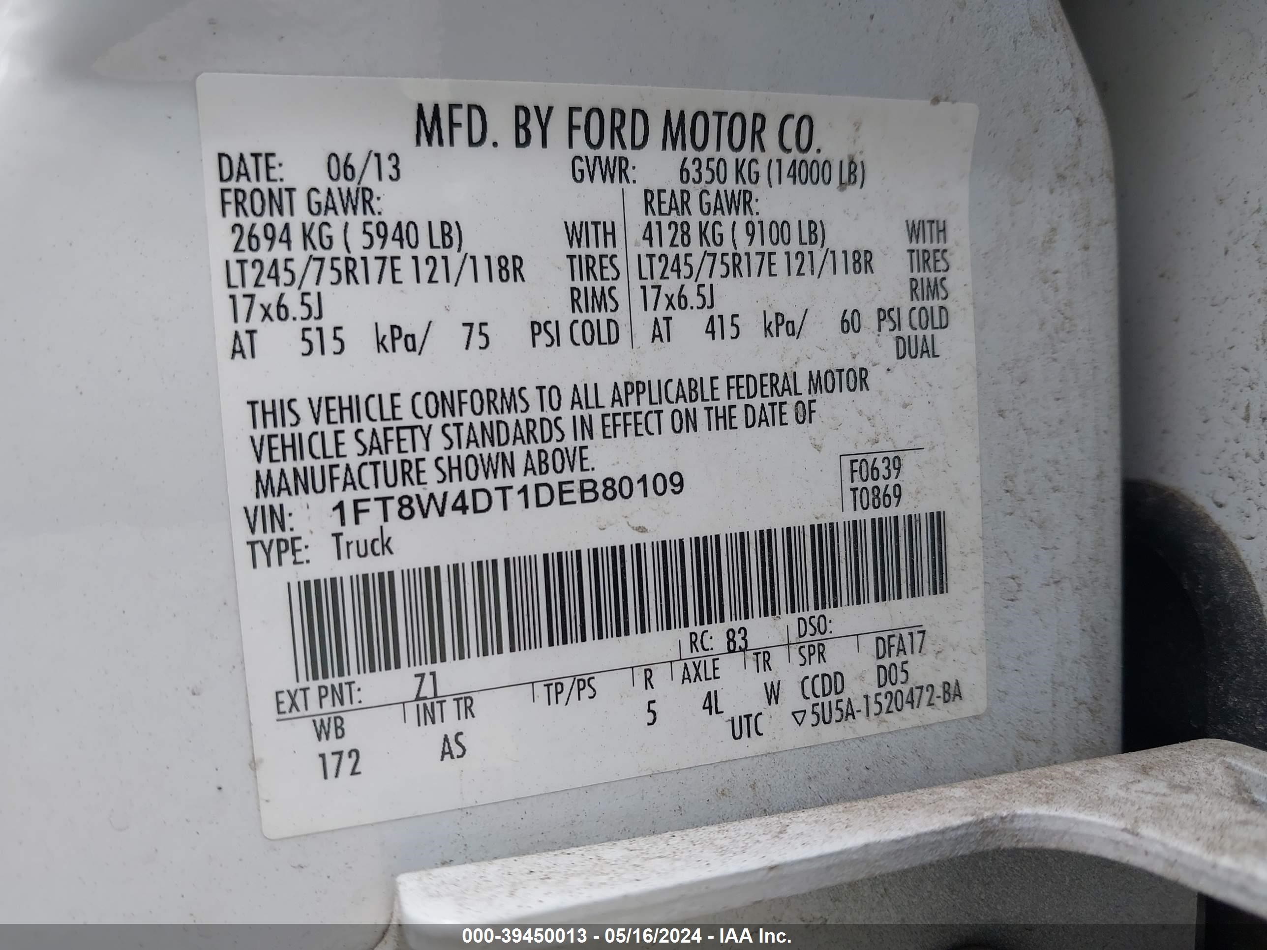 Photo 7 VIN: 1FT8W4DT1DEB80109 - FORD F450 