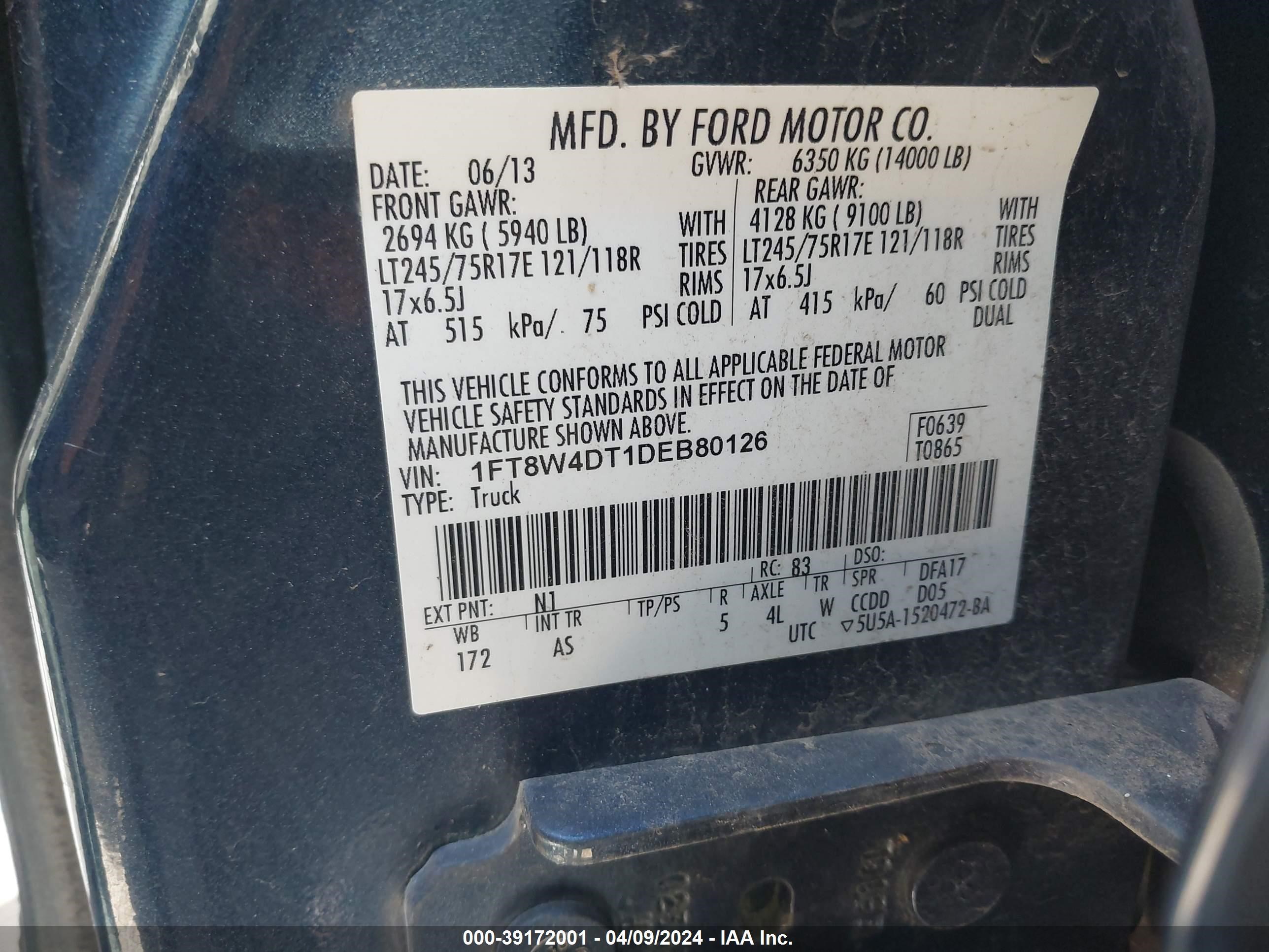 Photo 10 VIN: 1FT8W4DT1DEB80126 - FORD F450 