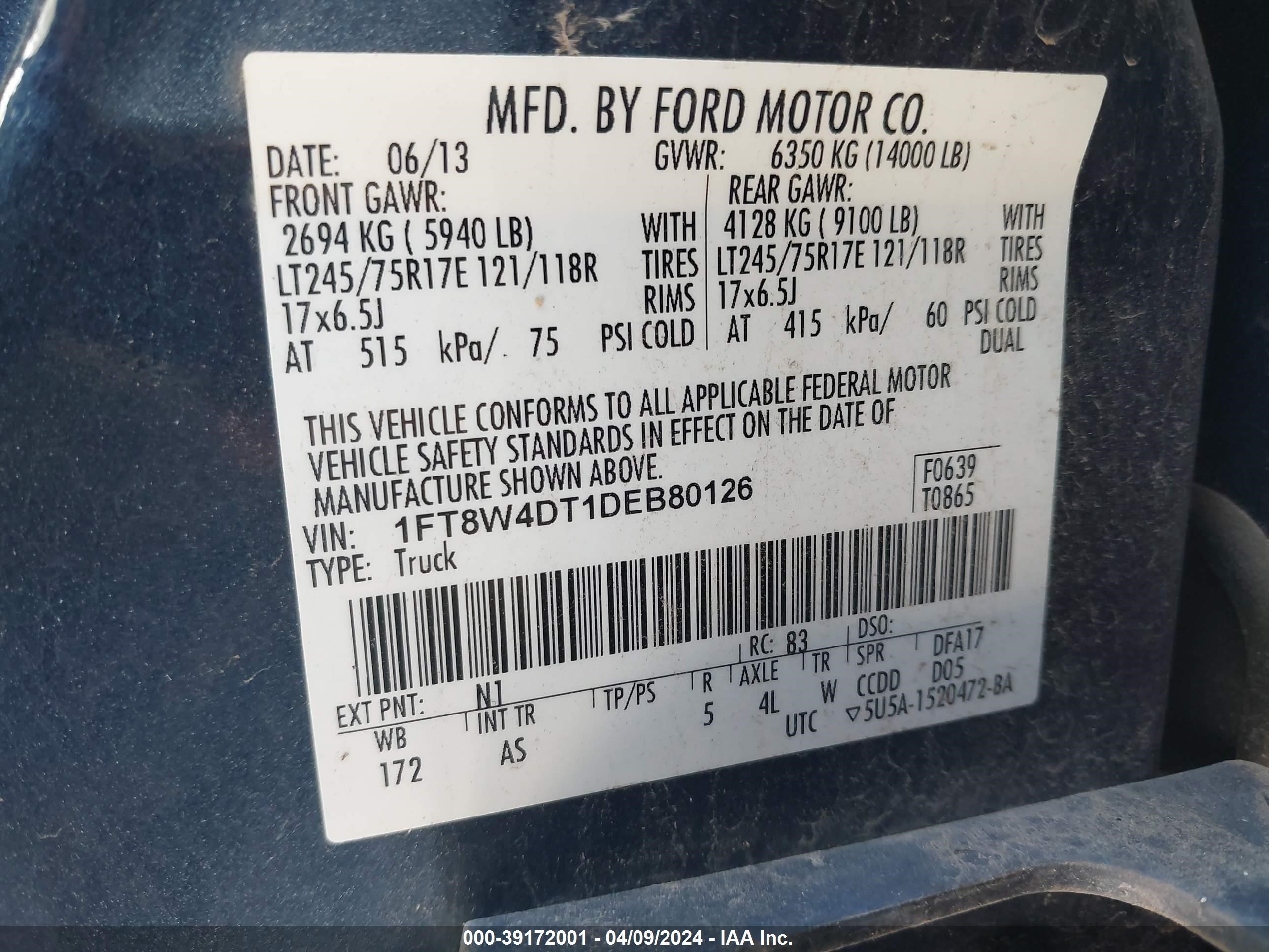 Photo 7 VIN: 1FT8W4DT1DEB80126 - FORD F450 