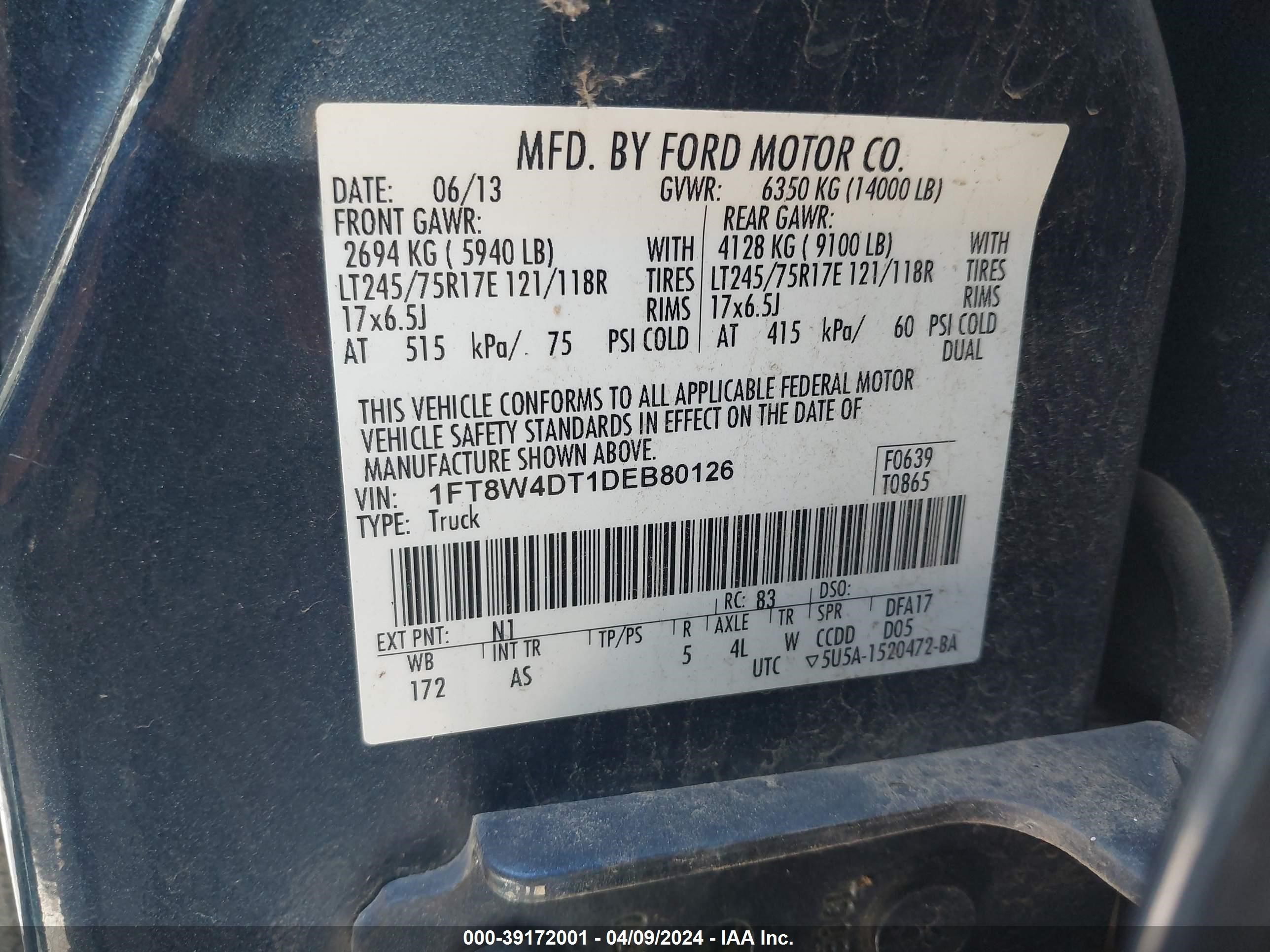 Photo 8 VIN: 1FT8W4DT1DEB80126 - FORD F450 