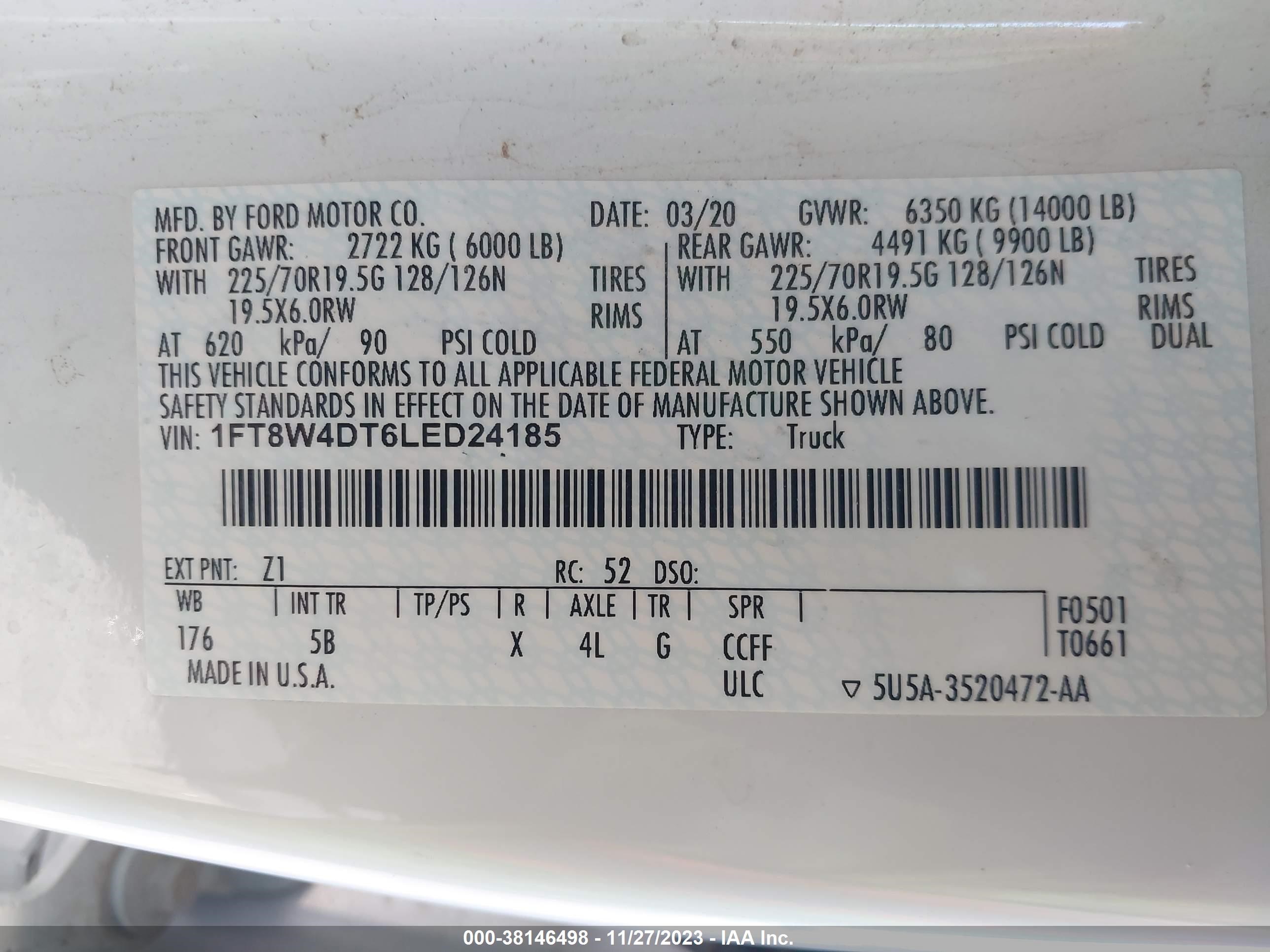 Photo 8 VIN: 1FT8W4DT6LED24185 - FORD F450 