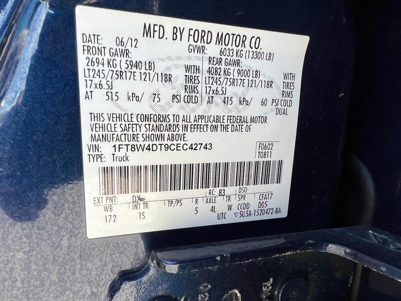 Photo 9 VIN: 1FT8W4DT9CEC42743 - FORD F450 SUPER 