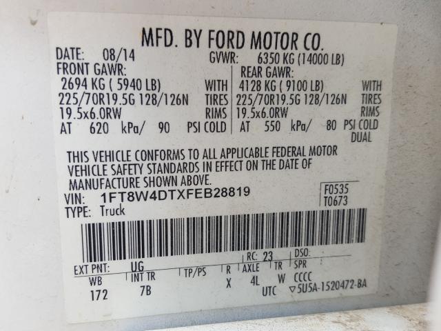 Photo 9 VIN: 1FT8W4DTXFEB28819 - FORD F450 SUPER 