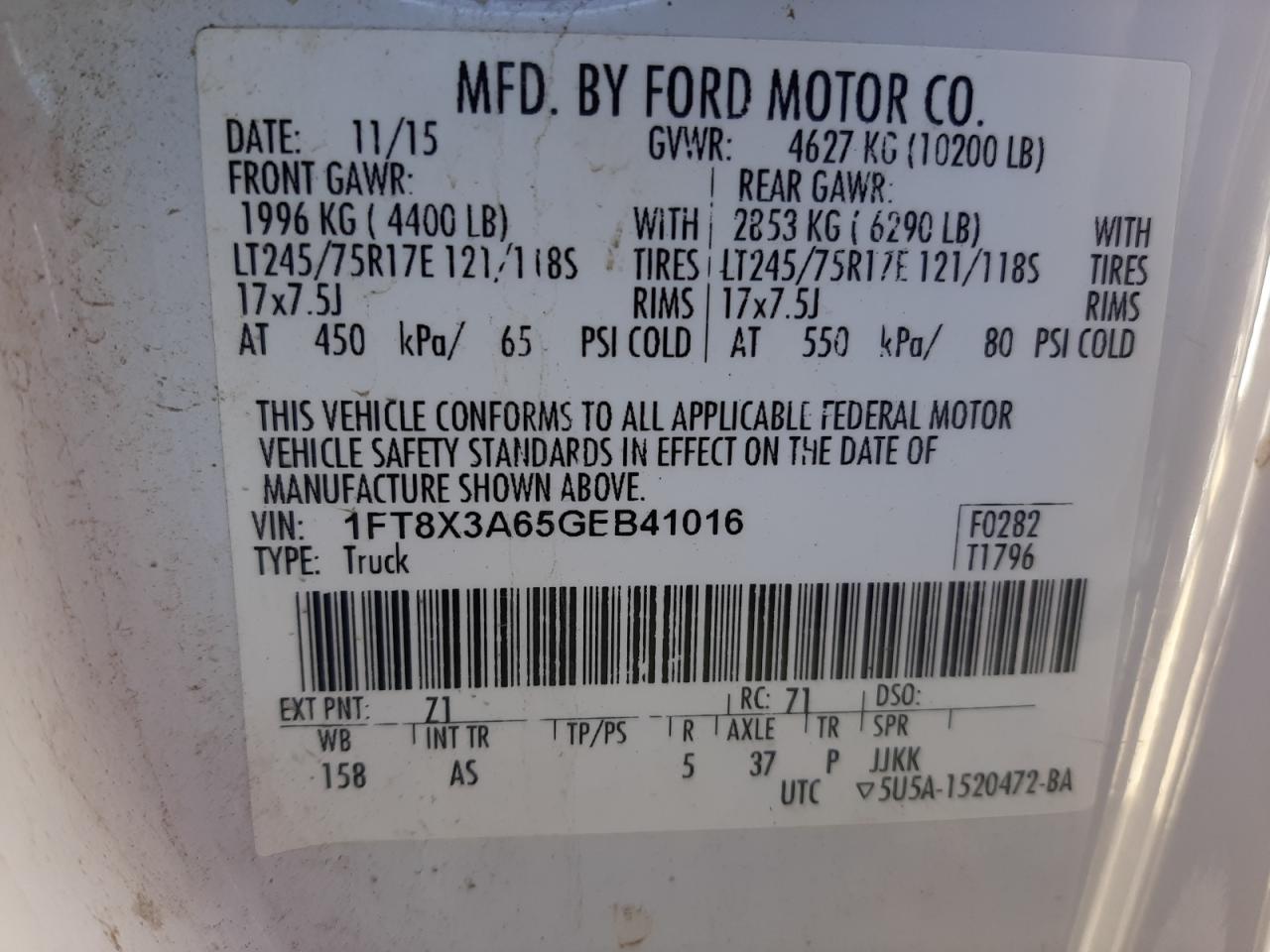 Photo 11 VIN: 1FT8X3A65GEB41016 - FORD F350 