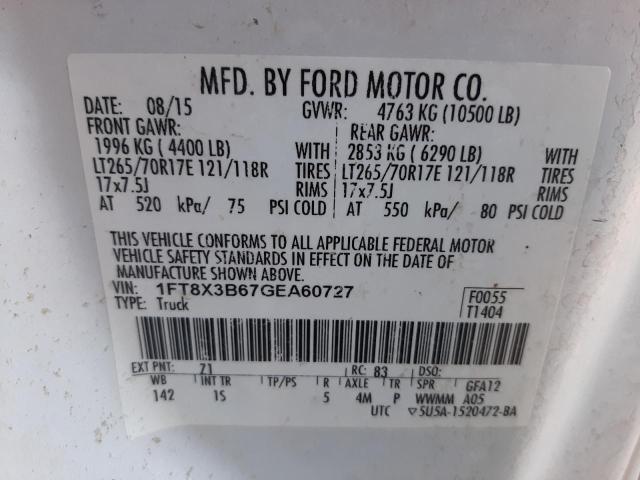 Photo 9 VIN: 1FT8X3B67GEA60727 - FORD F350 SUPER 