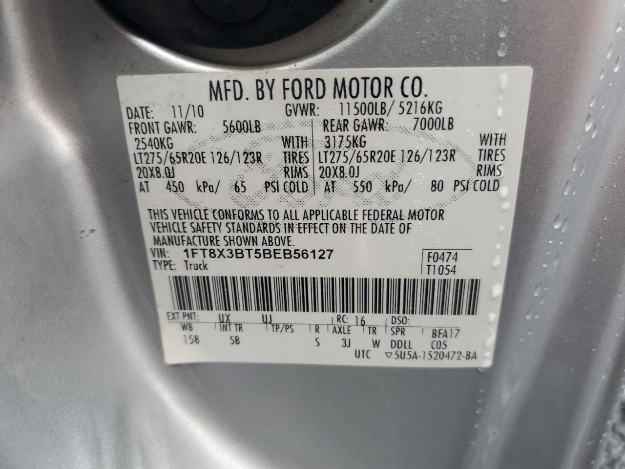 Photo 12 VIN: 1FT8X3BT5BEB56127 - FORD F350 