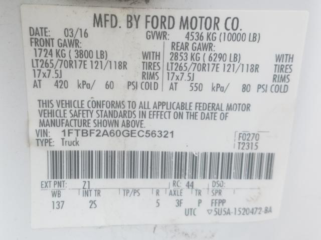 Photo 9 VIN: 1FTBF2A60GEC56321 - FORD F250 SUPER 