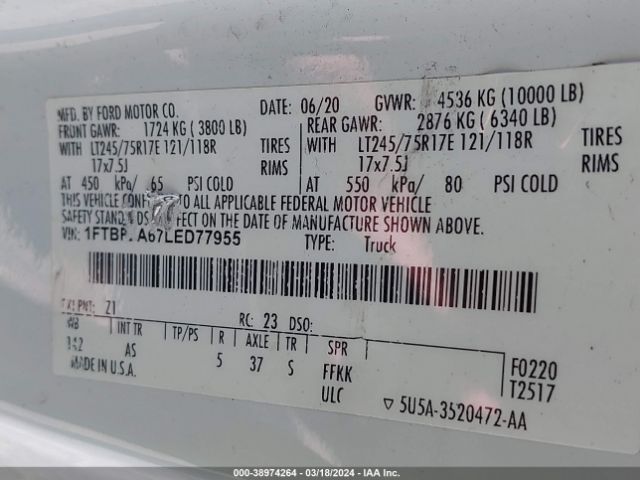 Photo 8 VIN: 1FTBF2A67LED77955 - FORD F-250 