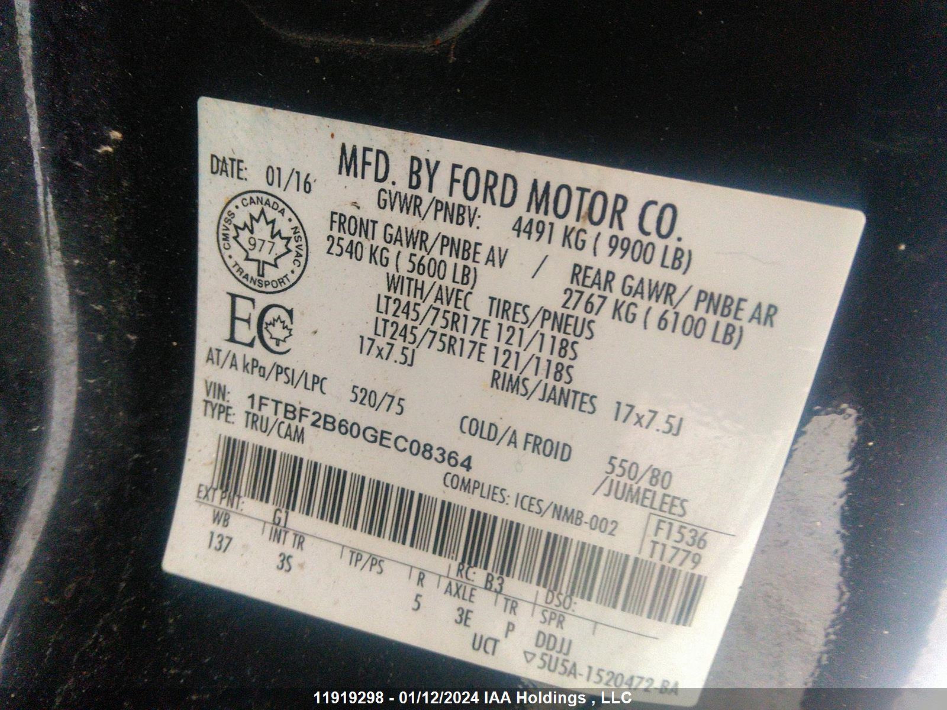 Photo 8 VIN: 1FTBF2B60GEC08364 - FORD F250 