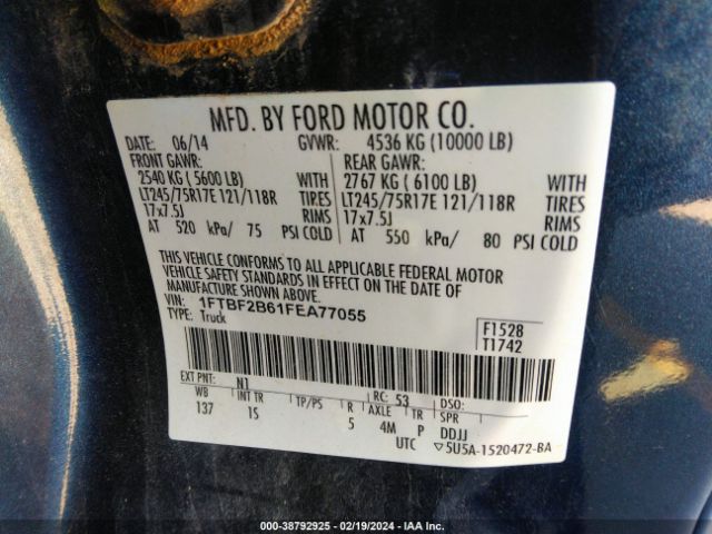 Photo 8 VIN: 1FTBF2B61FEA77055 - FORD F-250 