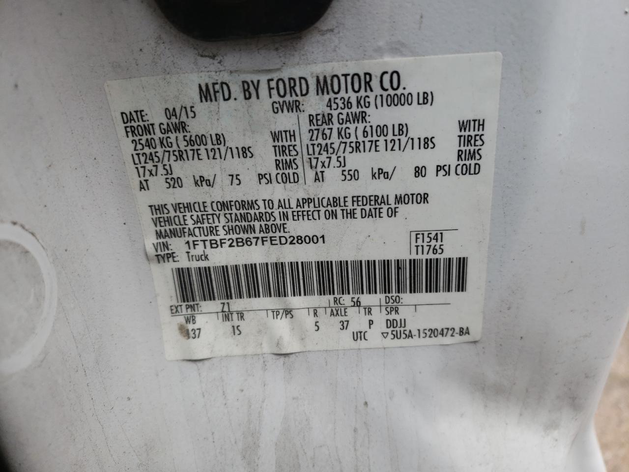 Photo 12 VIN: 1FTBF2B67FED28001 - FORD F250 