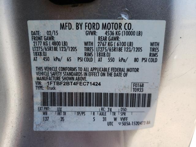 Photo 9 VIN: 1FTBF2BT4FEC71424 - FORD F250 SUPER 