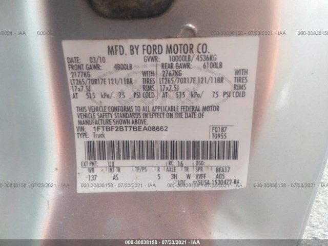 Photo 8 VIN: 1FTBF2BT7BEA08662 - FORD SUPER DUTY F-250 